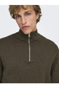 Only and Sons ONSTING REG HALF ZIP KNIT NOOS coffee bean