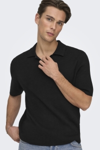 Only and Sons ONSTRAVIS REG 12 SS MEL KNIT NOOS black