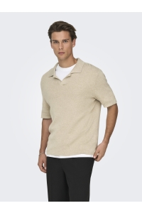 Only and Sons ONSTRAVIS REG 12 SS MEL KNIT NOOS oatmeal/melange
