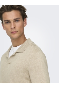 Only and Sons ONSTRAVIS REG 12 SS MEL KNIT NOOS oatmeal/melange