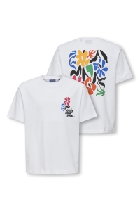 Only and Sons OSJFRED LAURENT FLOW. RLX SS JRS N: bright white/flower