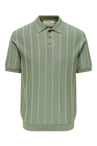 Only and Sons ONSSAIM REG 12 STRIPE SS POLO KNIT iceberg green/egret