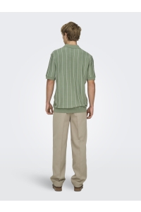 Only and Sons ONSSAIM REG 12 STRIPE SS POLO KNIT iceberg green/egret