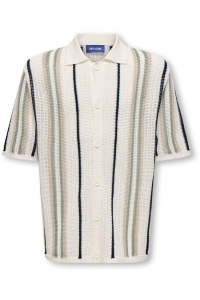 Only and Sons OSJLEON REG SS SHIRT KNIT cloud dancer/silver l. + dark s.