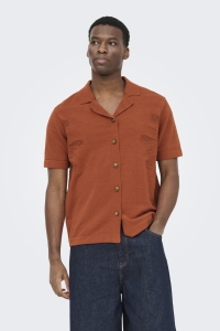 Only and Sons ONSJAM LIFE REG SS SHIRT KNIT burnt brick