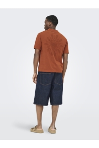 Only and Sons ONSJAM LIFE REG SS SHIRT KNIT burnt brick