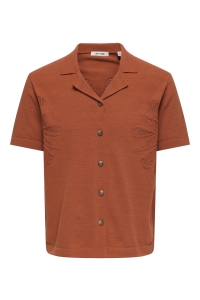 Only and Sons ONSJAM LIFE REG SS SHIRT KNIT burnt brick