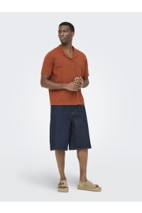 Only and Sons ONSJAM LIFE REG SS SHIRT KNIT burnt brick