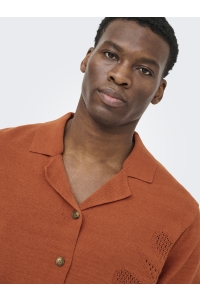 Only and Sons ONSJAM LIFE REG SS SHIRT KNIT burnt brick