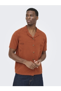 Only and Sons ONSJAM LIFE REG SS SHIRT KNIT burnt brick