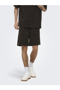Only and Sons ONSCRUZ SEERSUCKER JOGGER SHORTS black coffee