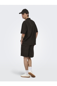 Only and Sons ONSCRUZ SEERSUCKER JOGGER SHORTS black coffee