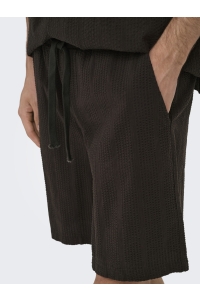 Only and Sons ONSCRUZ SEERSUCKER JOGGER SHORTS black coffee