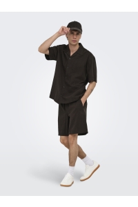 Only and Sons ONSCRUZ SEERSUCKER JOGGER SHORTS black coffee