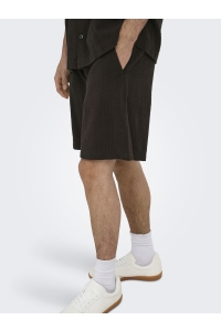 Only and Sons ONSCRUZ SEERSUCKER JOGGER SHORTS black coffee