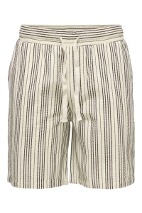 Only and Sons ONSCRUZ SEERSUCKER JOGGER SHORTS antique white/black coffee