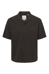Only and Sons ONSCRUZ RLX SEERSUCKER RESORT SS SH: black coffee