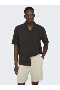 Only and Sons ONSCRUZ RLX SEERSUCKER RESORT SS SH: black coffee