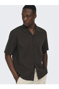 Only and Sons ONSCRUZ RLX SEERSUCKER RESORT SS SH: black coffee