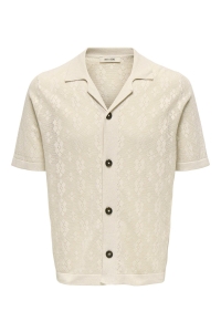 Only and Sons ONSMILO LIFE REG 12 SS SHIRT KNIT cloud dancer/cappuccino