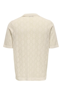 Only and Sons ONSMILO LIFE REG 12 SS SHIRT KNIT cloud dancer/cappuccino