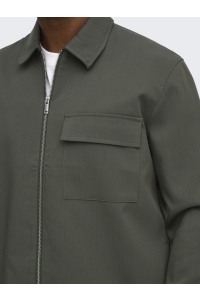 Only and Sons ONSWILL REG 0292 ZIP OVERSHIRT FRML: beluga