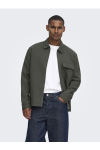 Only and Sons ONSWILL REG 0292 ZIP OVERSHIRT FRML: beluga