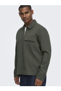 Only and Sons ONSWILL REG 0292 ZIP OVERSHIRT FRML: beluga