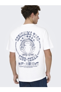 ONLY&SONS ONSFRED LIFE RLX SS PRINT TEE NOOS bright white/conichiwa toad