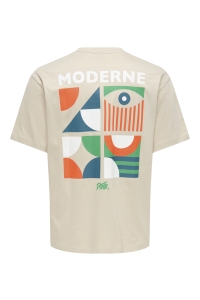 Only and Sons ONSFRED LIFE RLX SS PRINT TEE NOOS silver lining/moderne
