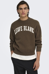 Only and Sons ONSPINE LS CREW CROP DS LB fossil