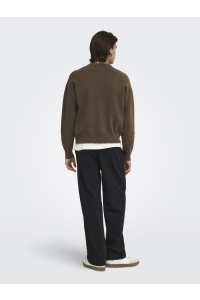 Only and Sons ONSPINE LS CREW CROP DS LB fossil
