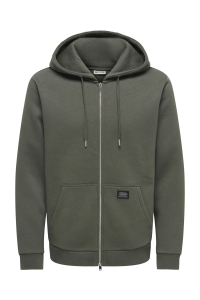 Only and Sons ONSDAWSON REG LS ZIP HOODIE SWEAT W: beluga/workwear label