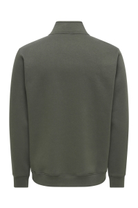 Only and Sons ONSDAWSON REG LS HALF ZIP HIGH NECK: beluga/workwear label