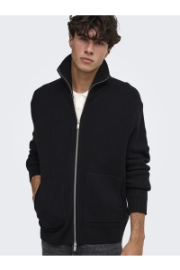 Only and Sons ONSSTAY REG ZIP CARDIGAN KNIT FRML black