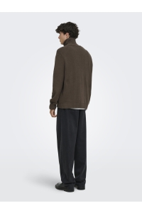 Only and Sons ONSSTAY REG ZIP CARDIGAN KNIT FRML chocolate brown