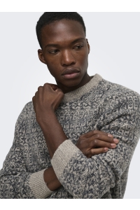 Only and Sons ONSSAGE REG LS WOOL BLEND CREW KNIT: walnut/dgm
