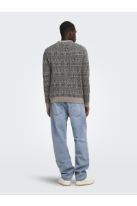 Only and Sons ONSSAGE REG LS WOOL BLEND CREW KNIT: walnut/dgm