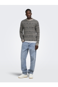 Only and Sons ONSSAGE REG LS WOOL BLEND CREW KNIT: walnut/dgm