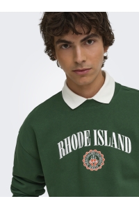 Only and Sons ONSCONNOR COLLEGE RLX LS CREW NECK pineneedle/rhode island