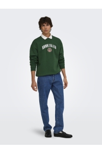 Only and Sons ONSCONNOR COLLEGE RLX LS CREW NECK pineneedle/rhode island