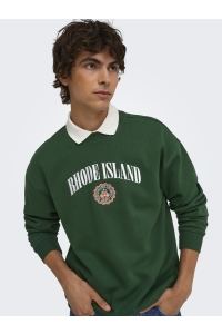 Only and Sons ONSCONNOR COLLEGE RLX LS CREW NECK pineneedle/rhode island