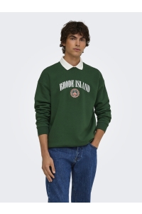 Only and Sons ONSCONNOR COLLEGE RLX LS CREW NECK pineneedle/rhode island