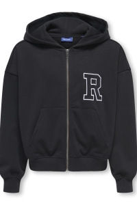 Only and Sons OSJTURNER BOXY APPLEQUE ZIP HOODIE black/r