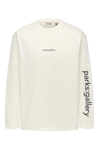 Only and Sons ONSFRED TEXT LIFE RLX LS TEE egret/parks gallery