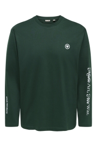 Only and Sons ONSFRED TEXT LIFE RLX LS TEE pine grove/amor project