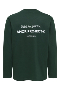 Only and Sons ONSFRED TEXT LIFE RLX LS TEE pine grove/amor project
