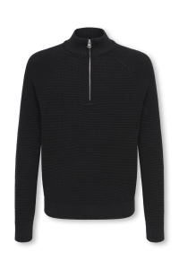 Only and Sons OSJFISCHER LS HALF ZIP HIGH REG KNI: black
