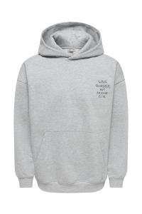 Only and Sons ONSHENRY SCRIBBLE OVZ LS HOODIE light grey melange/love yourself