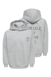 Only and Sons ONSHENRY SCRIBBLE OVZ LS HOODIE light grey melange/love yourself